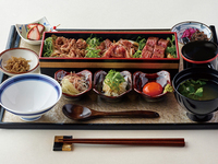 Three kinds of Wagyu beef rice breakfast set