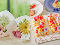 ❁平日【記念日・お祝い】数字が選べるナンバーケーキ・ミニブーケ付！カジュアルな4品ランチ<2名様専用>