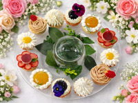 [Flower Afternoon Tea to Enjoy Fragrances] + Favorite Bear Cake & White Rose Plate + Welcome Drink + Free Flow Tea