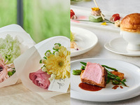 【母の日にありがとうの花束を添えて】◇ロゼスパークリングワインで乾杯◇春野菜とサーモンマリネや国産玉ねぎのパイ包みスープ、北海道産豚ロース肉のローストを味わうランチコース-SEASON-