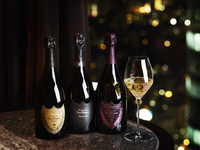JW Matcha Afternoon Tea with glass of Dom Pérignon
