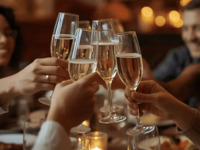 【晚餐 / 限 4 人享用】包含一瓶 Sprakling 葡萄酒 + 5 道菜共享菜单，您可以从中选择受欢迎的菜肴。