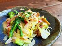 春野菜と帆立のアーリオオーリオ　（4/1からのメニューです）