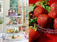 【🍓平日限定：苺狩り🍓】抹茶と桜のアフタヌーンティ with 祇園辻利（2時間カフェフリー）＆不揃い苺の取り放題付！