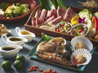 7/18-8/31〈1ヵ月前早割特典　泡盛、ビール１時間飲み放題付きプラン〉テラス席BBQ うみんちゅコース-