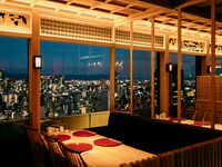 Table (for 5-6 people), private seating facing the window.