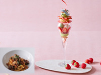 メッセージプレート付き【平日】「パスタ付き大人のご褒美パフェ～春を感じる贅沢コラボ！季節限定いちご＆抹茶パフェ～」