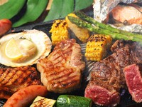 [Hands-Free BBQ] Premium BBQ featuring four types of meat and a basket of farm-fresh vegetables, plus 180 minutes of all-you-can-drink