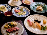 5/25～庭園前個室貸切 【庭園おまかせコース】『黒毛和牛溶岩焼き&江戸前鮨5貫』 全9品　土日祝通常価格 8,800円(税込)