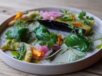 Pike conger and summer vegetables + alcohol pairing