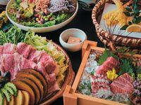 【大皿】夏野菜と牛肉の蒸し陶板コース　5000円　2時間飲み放題つき