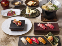 [Edomae Sushi Anniversary Course] Setouchi conger eel hot pot and seared Omi beef sushi & 5 kinds of Edomae sushi with toro-taku or eel kamameshi hitsumabushi 4800 (excluding tax)