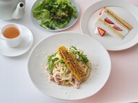 [Special Brunch with Dessert & Drink] Parmesan Cream Pasta with Grilled Corn and Pancetta