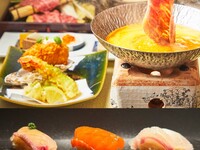 Special Sushi & Uni-Shabu Lunch! “Edomae Sushi (3 pieces) & Maguro Toro + Takuan Hand Roll” and “Kuroge Wagyu and Seasonal Fish Uni-Shabu Small Hot Pot”