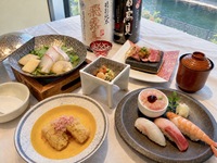 １周年記念！【ご馳走ランチ】『旬魚の黄金だし小鍋とトロたく小丼&江戸前鮨』『名物！しゅんでる大根の天ぷら&国産牛の石焼きステーキ』 土日祝 3,400円