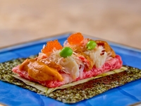[Special Renewal Commemorative Course] We are offering "Selected Wagyu Beef with Sea Urchin and Crab Yukhoe Dog," "Selected Fillet Beef Spicy Brioche Cutlet Sandwich," and "Adult's Infinite Loin and Infinite Series"! Limited-time offer: All drinks are 100 yen!