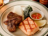 【Lunch】ーWAGYU&SEAFOOD COURSEー 黒毛和牛ステーキ＆サーモングリル