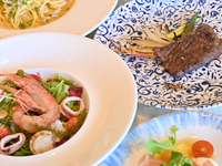 【￥5500 スペシャルランチコース】魚介のサラダ、パスタ、お肉がついた全5皿のランチコース