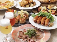 【クラフトビール4種やワイン約10種も◎夏のビアホールプラン】大麦牛のローストビーフと肉汁ソーセージのWメイン！夏限定・夏満喫プラン◆1杯目に「特製オリジナルモヒート」サービス！