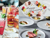 【8月だけの期間限定！デートや家族のお食事に】★乾杯スパークリングワイン付★前菜・季節のパスタ・選べるメインにデザートの盛り合わせの全4品ディナー