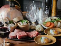 【DINNER】 Seasonal course featuring fresh seasonal vegetables and Kuroge Washu beef – 10 courses total