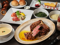 【記念日限定 USDA PRIME Tボーンステーキコース】メッセージ付きデザート・USDAプライムTボーンステーキ含む全8品＋1ドリンクき 