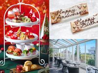 🎄窓側確約【12/19・20・24・25】メッセージプレート＆紅茶のクリスマスプチギフトプレゼント！乾杯スパークリングワイン付◇真っ赤ないちごのクリスマスアフタヌーンティー