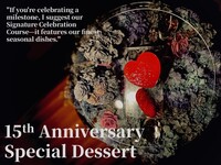 每日僅限5組：【附紀念日甜點的15週年感謝套餐】頂級黑毛和牛搭配鵝肝、蘿蔔、海膽與鱲魚子，以及金目鯛與牡蠣配醬油奶油燉飯——秋日盛宴。[週年特惠價：8480日圓→7480日圓]