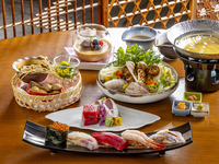 【Web予約 / 選べる乾杯ドリンク付き】1日10名様限定！鱧と松茸の小鍋付き寿司ランチ　寿司御膳 「実」