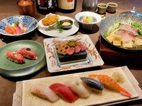 11,12月【彩り 鮨コース】 『寒ぶりと北海道ほたての黄金だし小鍋』＆『江戸前鮨5種盛り合わせ』 5,000円(税抜)